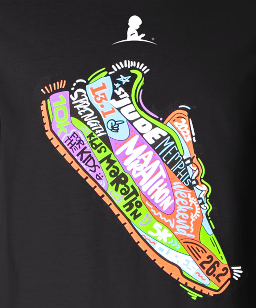 2023 St. Jude Memphis Marathon Graphic Sneaker T-Shirt